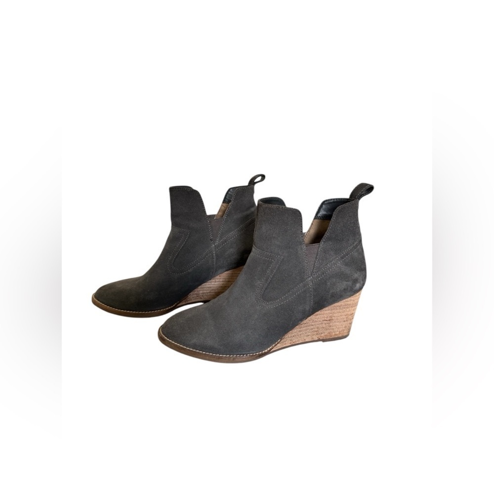 Blondo Charcoal Suede Wedge Boots - Picture 2 of 4